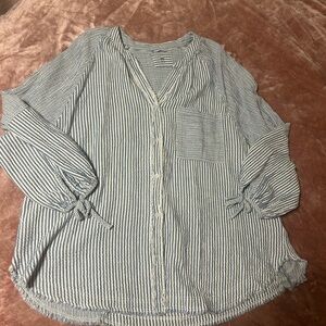 Aerie Blue and White Striped Blouse